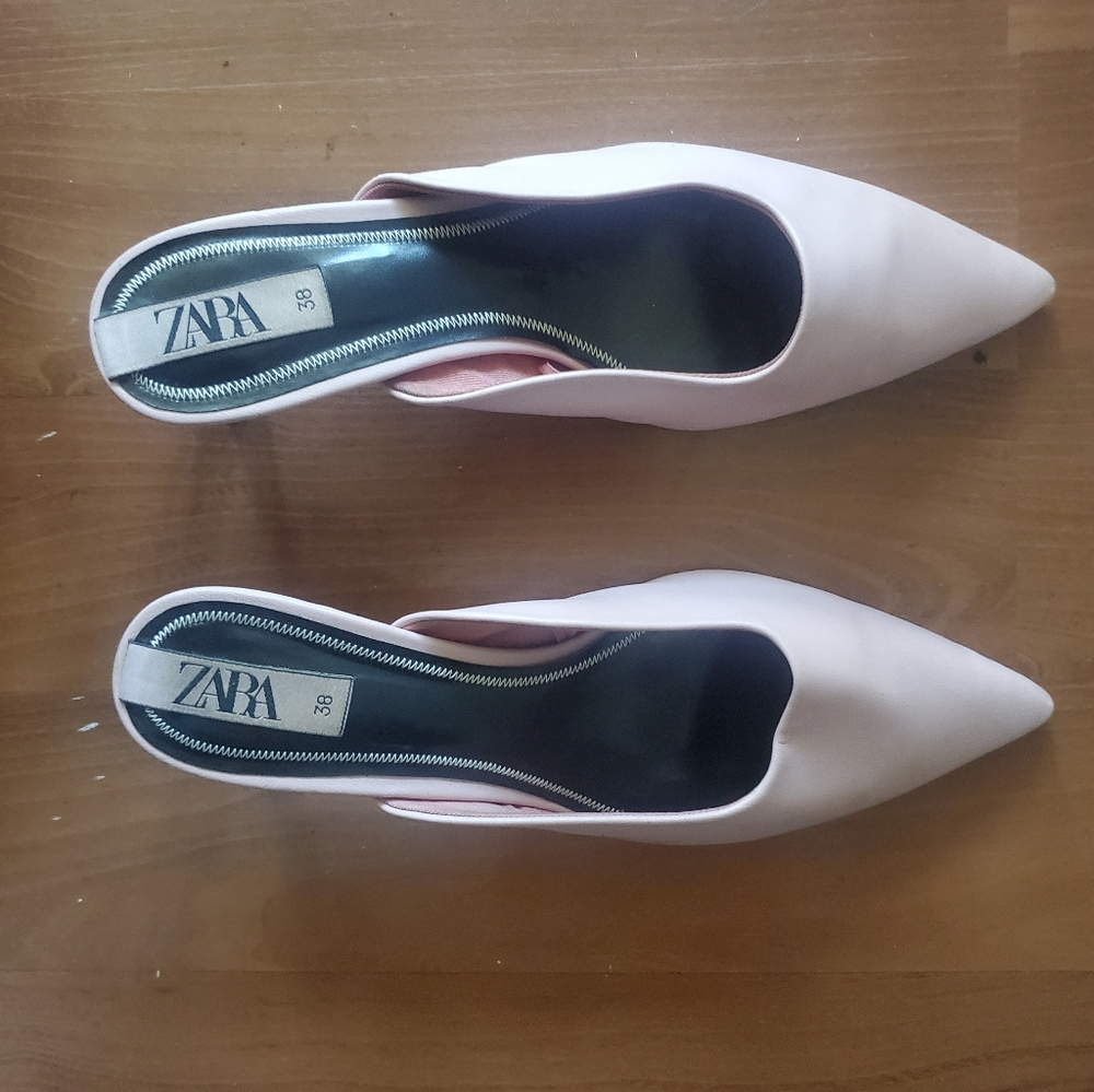 Pink pointy zara slippers size 38